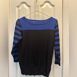 JOSEPH A Black and Blue Crew Neck Sweater Women's Size M